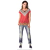 CANTÃO - T-SHIRT RAGLÃ ESTAMPA MOSAICO FOLHAS - FRAMBOESA
