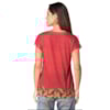 CANTÃO - T-SHIRT RAGLÃ ESTAMPA MOSAICO FOLHAS - FRAMBOESA