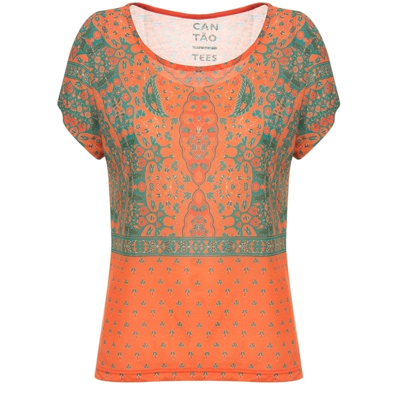 CANTÃO - T-SHIRT SILK GIPSY MANGA MORCEGO - LARANJA