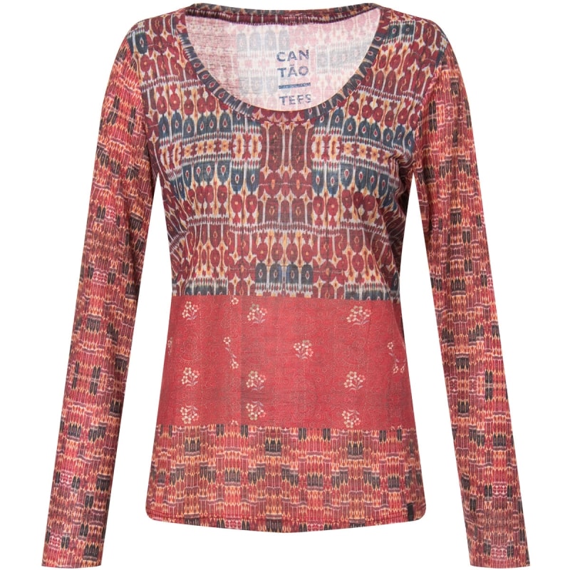 CANTÃO - T-SHIRT SILK MIX IKAT MANGA LONGA - VERMELHO