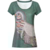 CANTÃO - T-SHIRT SILK PASSARO COM TEXTURA - VERDE
