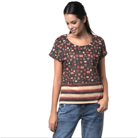 CANTÃO - T-SHIRT SILK TEA TIME - PRETO