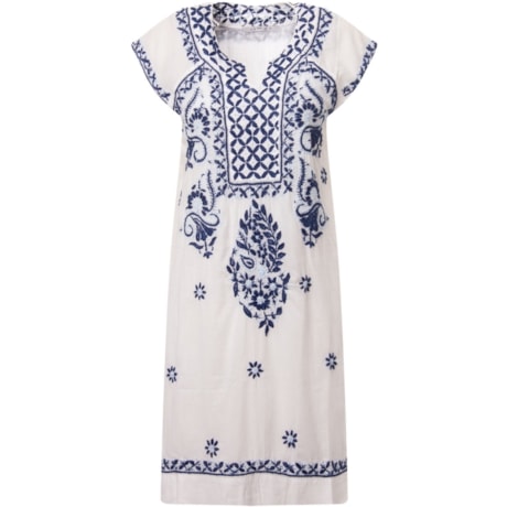 CANTÃO - VESTIDO BORDADO COLORIDO BOHO - BRANCO