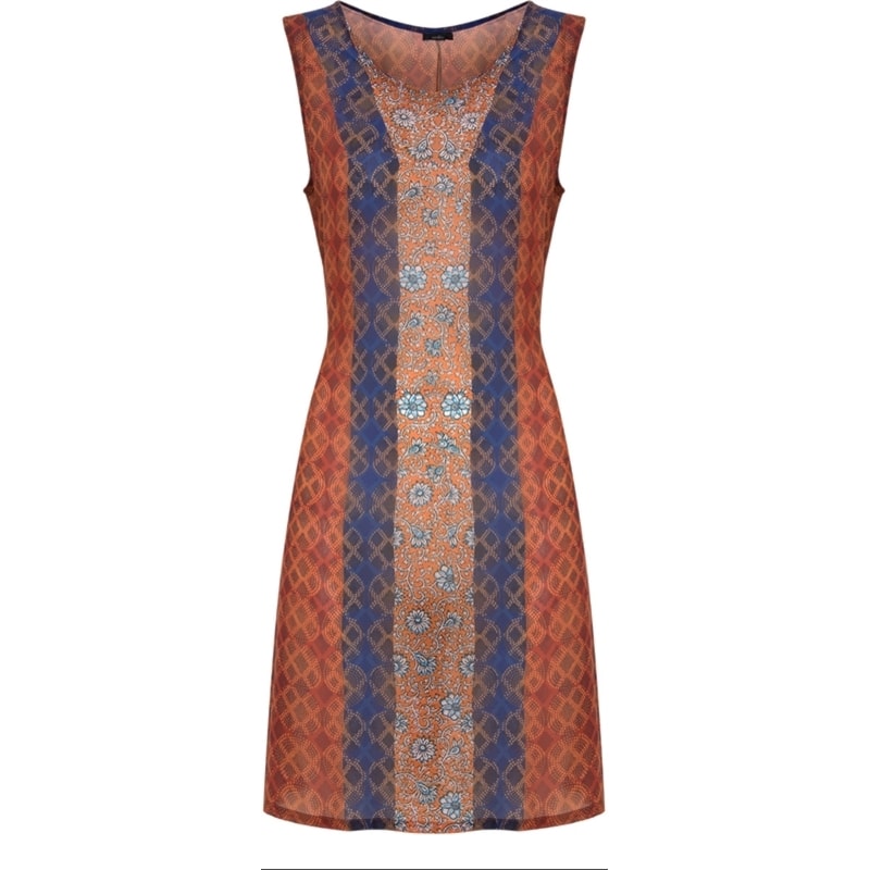 CANTÃO - VESTIDO CHIFFON SILK PATCH C/ COMBINAÇÃO - TELHA