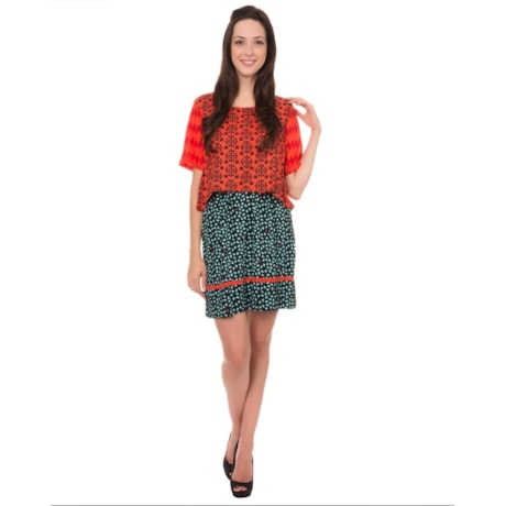 CANTÃO - VESTIDO ESTAMPADO ALL IN ONE - LARANJA CANTÃO - VESTIDO ESTAMPADO ALL IN ONE - LARANJA