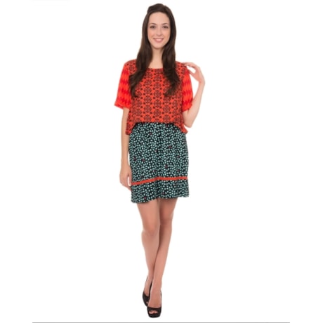 CANTÃO - VESTIDO ESTAMPADO ALL IN ONE - LARANJA