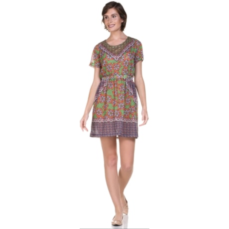 CANTÃO - VESTIDO ESTAMPADO DECOTE NÓ - VERDE CANTÃO - VESTIDO ESTAMPADO DECOTE NÓ - VERDE