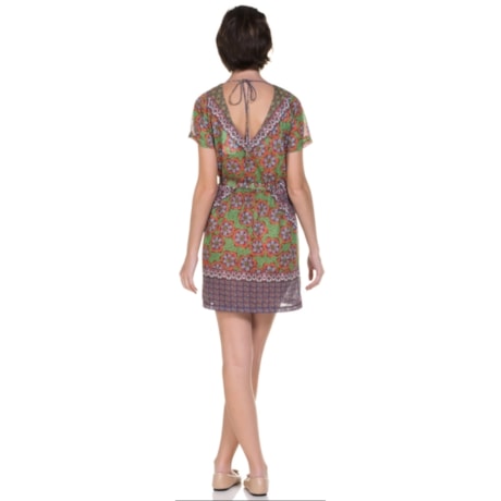 CANTÃO - VESTIDO ESTAMPADO DECOTE NÓ - VERDE CANTÃO - VESTIDO ESTAMPADO DECOTE NÓ - VERDE