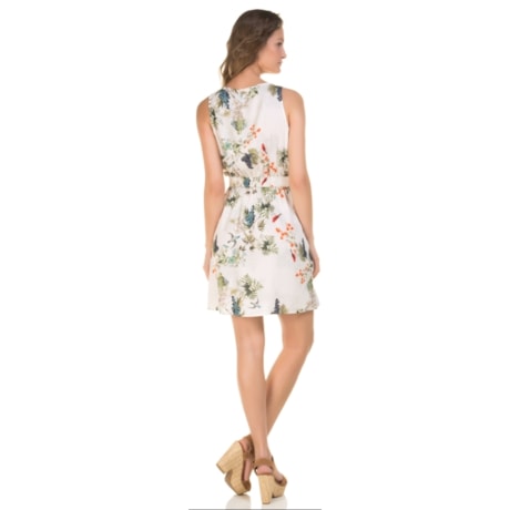 CANTÃO - VESTIDO ESTAMPADO DECOTE TRANSPASSE BOTÕES LATERAIS - OFF WHITE CANTÃO - VESTIDO ESTAMPADO DECOTE TRANSPASSE BOTÕES LATERAIS - OFF WHITE