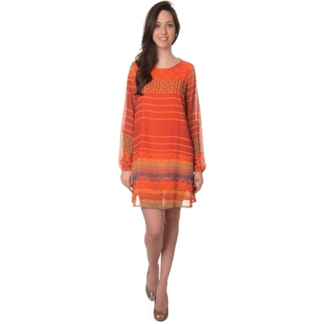 CANTÃO - VESTIDO SILK AZTEC - LARANJA