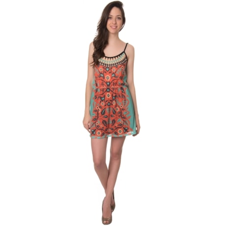 CANTÃO - VESTIDO SILK BIRDIES - LARANJA CANTÃO - VESTIDO SILK BIRDIES - LARANJA