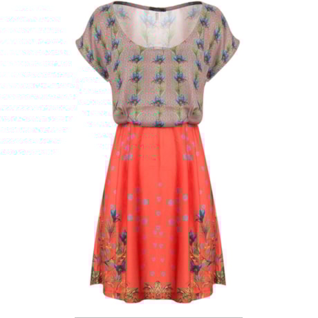 CANTÃO - VESTIDO SILK FLORAL - LARANJA CANTÃO - VESTIDO SILK FLORAL - LARANJA