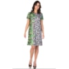 CANTÃO - VESTIDO T-SHIRT ESTAMPA TROPICAL GRÁFICA - P&B