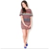 CANTÃO - VESTIDO T-SHIRT SILK MIX PATCHWORK - LARANJA
