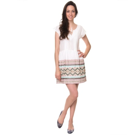 CANTÃO - VESTIDO VOIL BARRA BORDADO COLORIDO - OFF WHITE