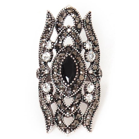 CAPITOLLIUM - ANEL FORMATO CHAVES STRASS MEIO - PRETO