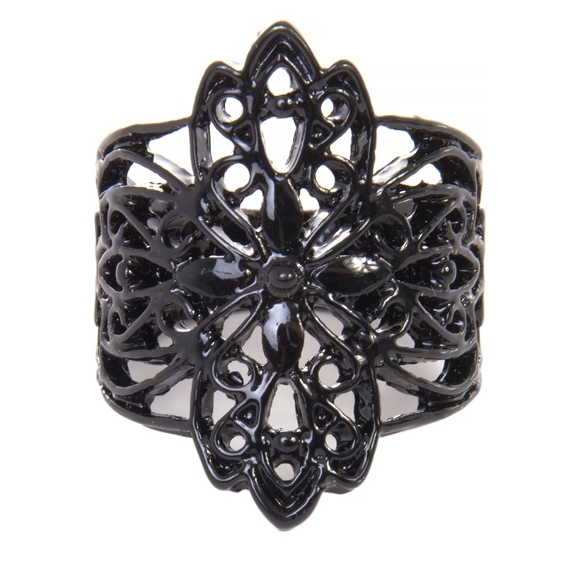 CAPITOLLIUM - ANEL METAL COLOR RENDA - PRETO