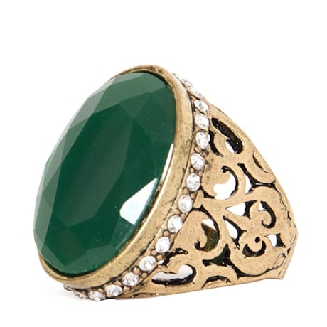 CAPITOLLIUM - ANEL PEDRA OVAL GRANDE BORDA STRASS - VERDE