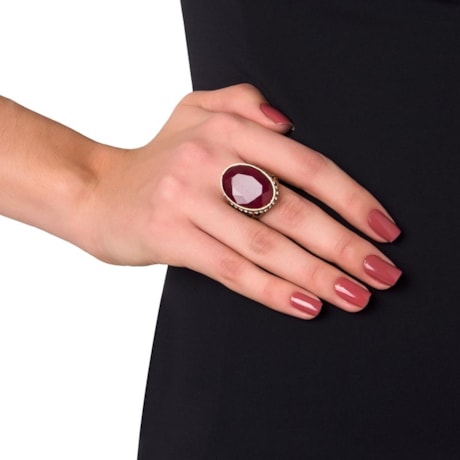 CAPITOLLIUM - ANEL PEDRA OVAL GRANDE BORDA STRASS - VINHO