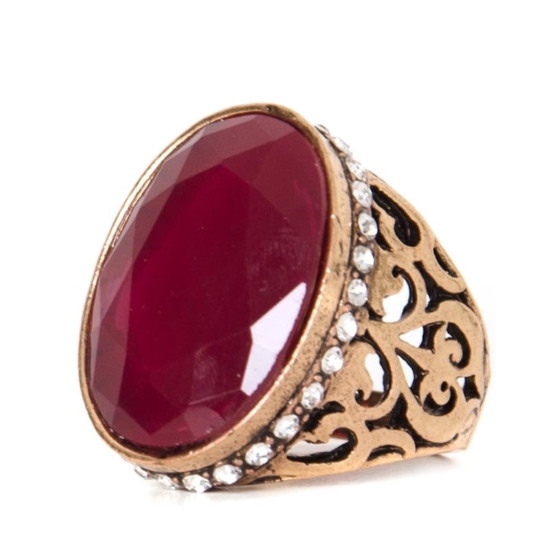 CAPITOLLIUM - ANEL PEDRA OVAL GRANDE BORDA STRASS - VINHO