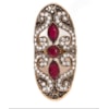 CAPITOLLIUM - ANEL PLACA OVAL GRANDE 3 PEDRAS - VINHO