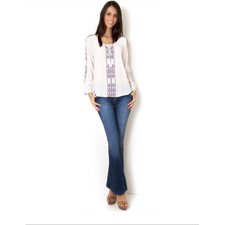 CAPITOLLIUM - BATA CREPE BORDADO ETNICO - BRANCO