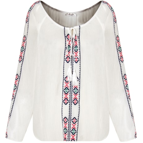 CAPITOLLIUM - BATA CREPE BORDADO ETNICO - BRANCO