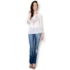 CAPITOLLIUM - BATA VISCOSE BORDADO DECOTE E PUNHO - BRANCO