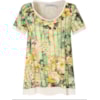 CAPITOLLIUM - BLUSA A VISCOSE ESTAMPADA TECIDO LISO BARRA/DEC/MANGA - AMARELO