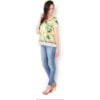 CAPITOLLIUM - BLUSA A VISCOSE ESTAMPADA TECIDO LISO BARRA/DEC/MANGA - MARROM