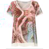 CAPITOLLIUM - BLUSA A VISCOSE ESTAMPADA TECIDO LISO BARRA/DEC/MANGA - MARROM