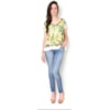 CAPITOLLIUM - BLUSA A VISCOSE ESTAMPADA TECIDO LISO BARRA/DEC/MANGA - VERDE