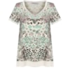 CAPITOLLIUM - BLUSA A VISCOSE ESTAMPADA TECIDO LISO BARRA/DEC/MANGA - VERDE