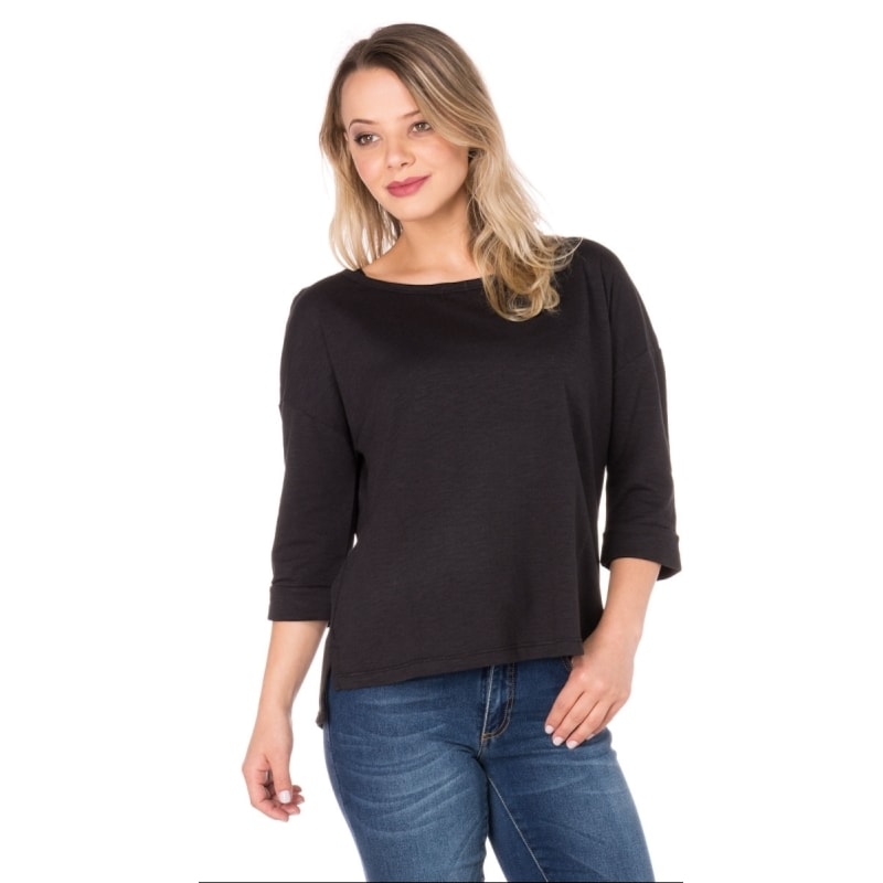 CAPITOLLIUM - BLUSA AMPLA DETALHE GUIPIR COSTAS - PRETO