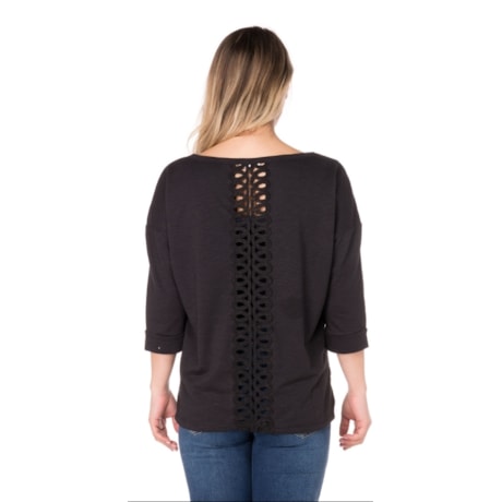 CAPITOLLIUM - BLUSA AMPLA DETALHE GUIPIR COSTAS - PRETO
