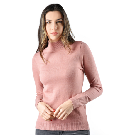 CAPITOLLIUM - BLUSA BASICA DE TRICOT MANGA LONGA ROSA