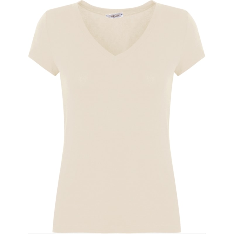 CAPITOLLIUM - BLUSA BÁSICA DECOTE V M/C - BEGE