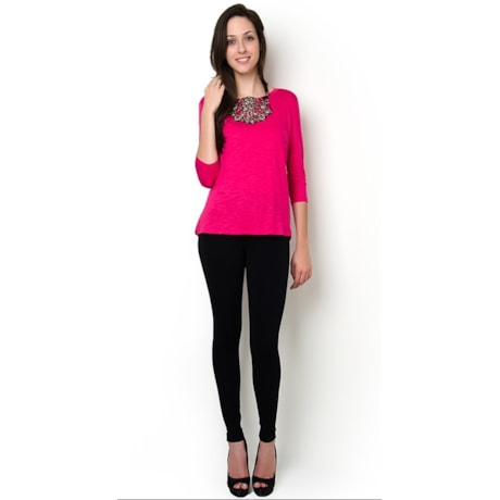 CAPITOLLIUM - BLUSA BÁSICA M 3/4 DEC. REDONDO - PINK