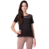 CAPITOLLIUM - BLUSA CAMURÇA COM TELA TRABALHADA - PRETO