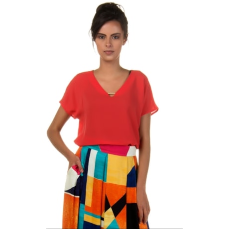 CAPITOLLIUM - BLUSA CHIFFON DETALHE METAL - PRETO