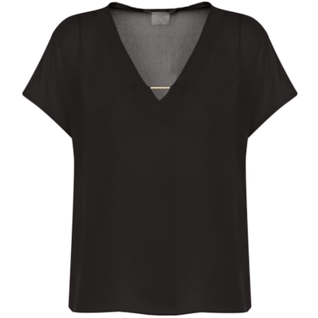 CAPITOLLIUM - BLUSA CHIFFON DETALHE METAL - PRETO