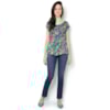CAPITOLLIUM - BLUSA CREPE FLORAL FRANZIDA - TURQUESA