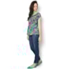 CAPITOLLIUM - BLUSA CREPE FLORAL FRANZIDA - TURQUESA