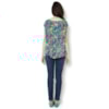 CAPITOLLIUM - BLUSA CREPE FLORAL FRANZIDA - TURQUESA