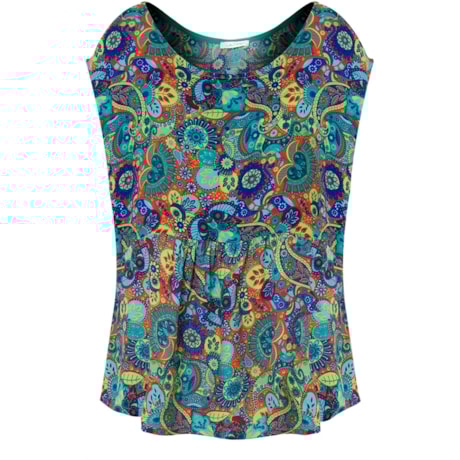 CAPITOLLIUM - BLUSA CREPE FLORAL FRANZIDA - TURQUESA