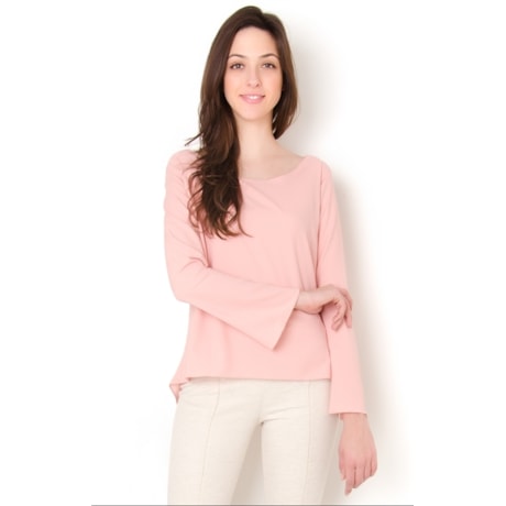 CAPITOLLIUM - BLUSA CREPE MANGA FLARE - BEGE