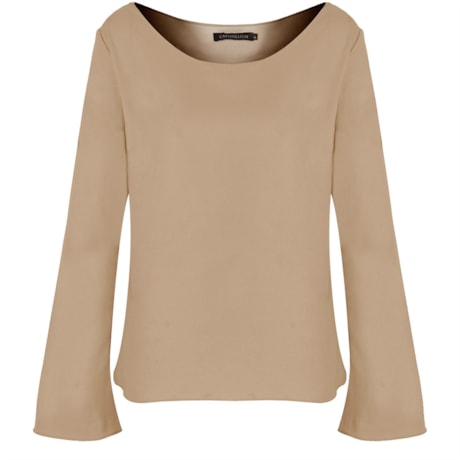 CAPITOLLIUM - BLUSA CREPE MANGA FLARE - BEGE
