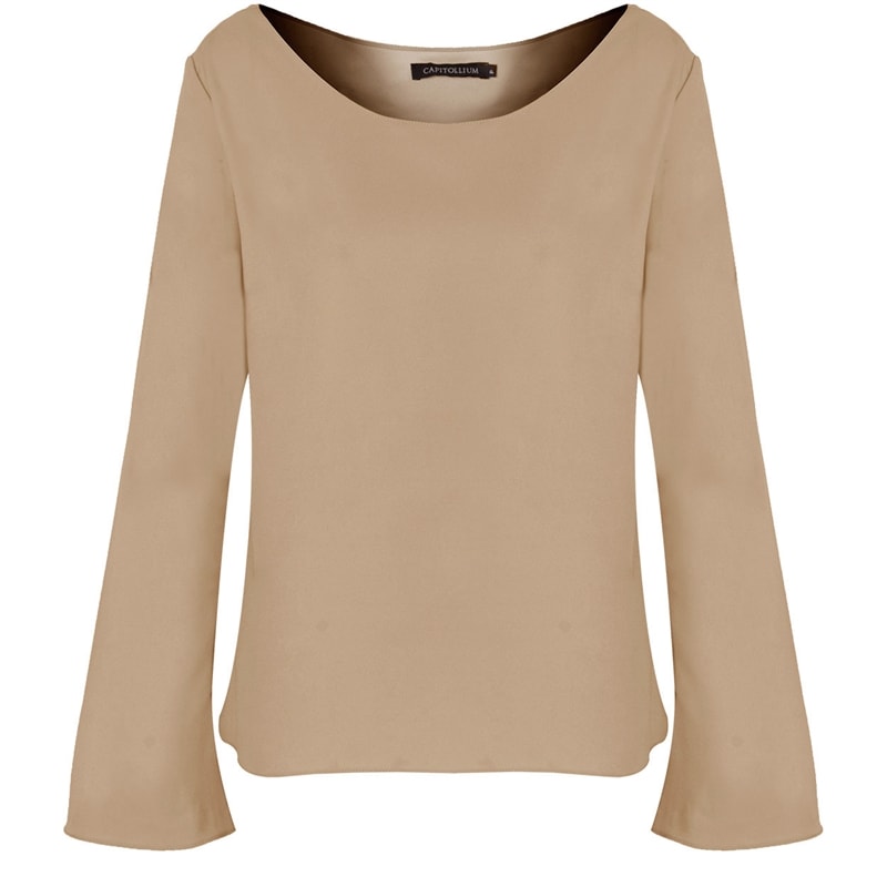 CAPITOLLIUM - BLUSA CREPE MANGA FLARE - BEGE