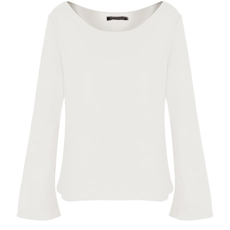 CAPITOLLIUM - BLUSA CREPE MANGA FLARE - OFF WHITE