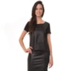 CAPITOLLIUM - BLUSA CROPPED COURO COM CHIFFON - PRETO